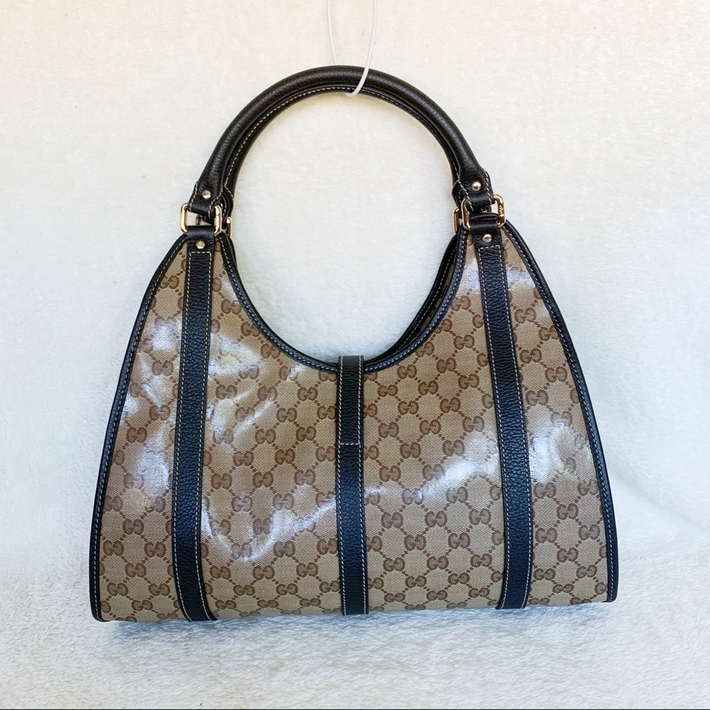 NWT Authentic Gucci Crystal GG Leather Borsa Hobo - Picture 3 of 8